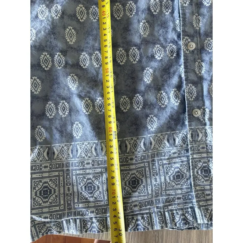 The North Face A5 Series Mens XL Blue Geometric Tribal Print Short Button Shirt